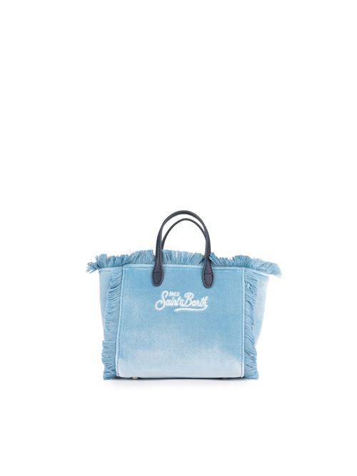 Borsa Vanity Mini in velluto con strass Azzurro Mc2 Saint Barth | VANITY MINI W01396G VELVET STRASS LOGO 31